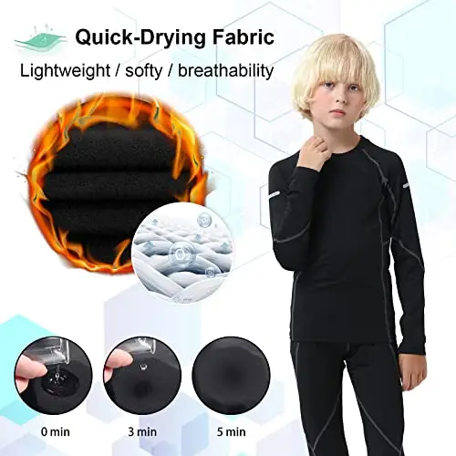 Leeboom Intimo Termico Bambini Traspirante Maglia Termica Bambino Asciugatura Rapida Intimo Funzionale Set da Bambina e miniatura 2