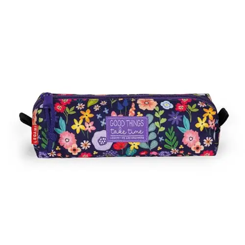 Legami - Astuccio My Pencil Case, Tema Flowers, Chiusura a Zip, in Plastica riciclata, Resistente, Capiente, Pratico,