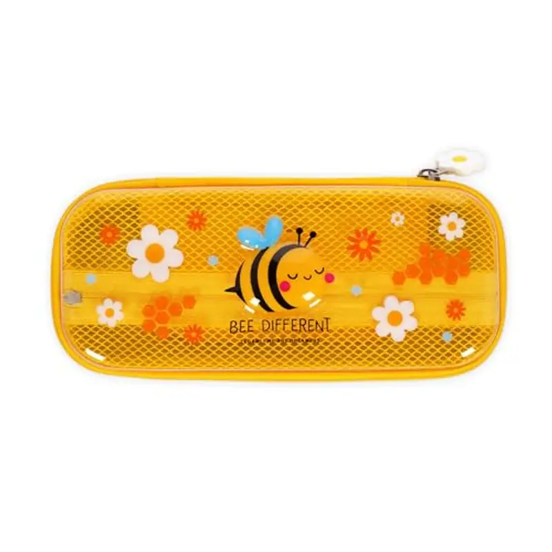 Legami - Astuccio Wonderwow, Tema Bee, 2 Scomparti e Portapenne interno, Scomparto interno con Tessuto a Rete, Chiusura a Zip, 23x11x5 cm