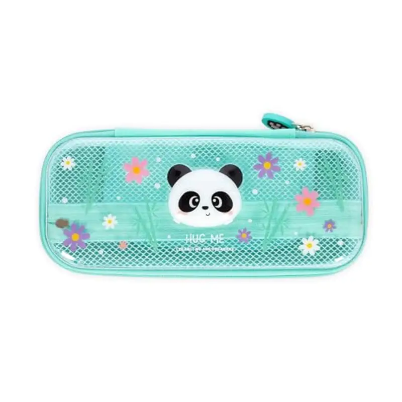 Legami - Astuccio Wonderwow, Tema Panda, 2 Scomparti e Portapenne interno, Scomparto interno con Tessuto a Rete, Chiusura a Zip, 23x11x5 cm