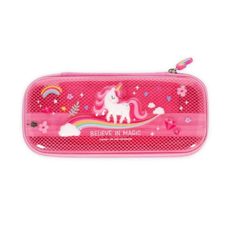 Legami - Astuccio Wonderwow, Tema Unicorn, 2 Scomparti e Portapenne interno, Scomparto interno con Tessuto a Rete, Chiusura a Zip, 23x11x5 cm