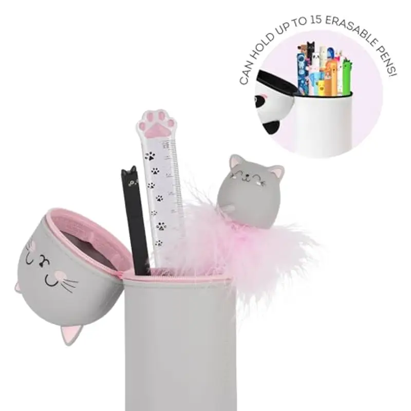 Legami - Kawaii Astuccio Scuola 2 in 1 in Morbido Silicone, Portapenne da Tavolo, Chiusura con Cerniera, Penne Pastelli Pennarelli, H 18.5 cm miniatura 3
