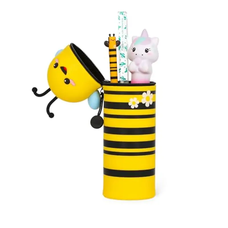 Legami - Kawaii Astuccio Scuola 2 in 1 in Morbido Silicone, Tema Bee, Portapenne da Tavolo, Chiusura con Cerniera, Penne Pastelli Pennarelli, H 21.5 cm miniatura 2