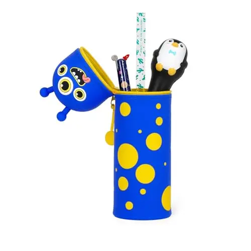 Legami - Kawaii Astuccio Scuola 2 in 1 in Morbido Silicone, Tema Monster, Portapenne da Tavolo, Chiusura con Cerniera miniatura 2