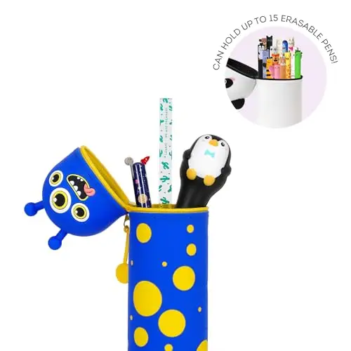 Legami - Kawaii Astuccio Scuola 2 in 1 in Morbido Silicone, Tema Monster, Portapenne da Tavolo, Chiusura con Cerniera miniatura 3