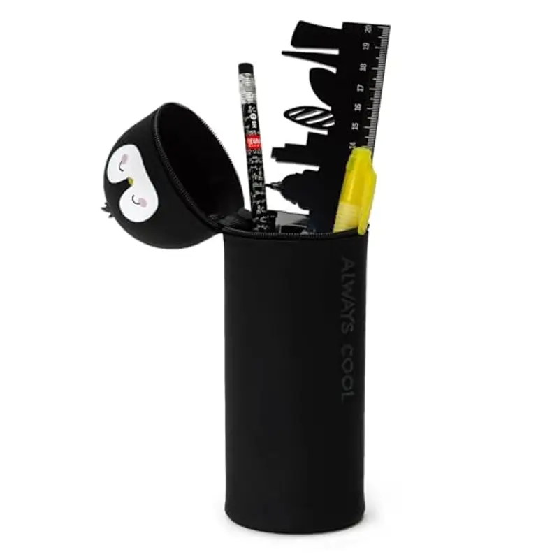 Legami - Kawaii Astuccio Scuola 2 in 1 in Morbido Silicone, Tema Penguin, Portapenne da Tavolo, Chiusura con Cerniera, Penne Pastelli Pennarelli, H 18.5 cm miniatura 2