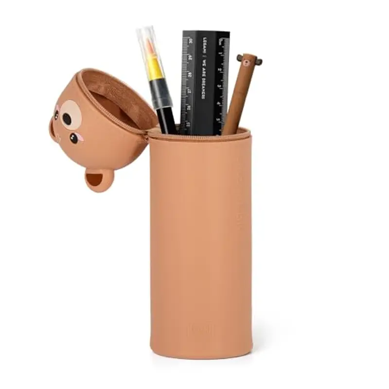 Legami - Kawaii Astuccio Scuola 2 in 1 in Morbido Silicone, Tema Teddy, Portapenne da Tavolo, Chiusura con Cerniera, Penne Pastelli Pennarelli, H 18.5 cm miniatura 2