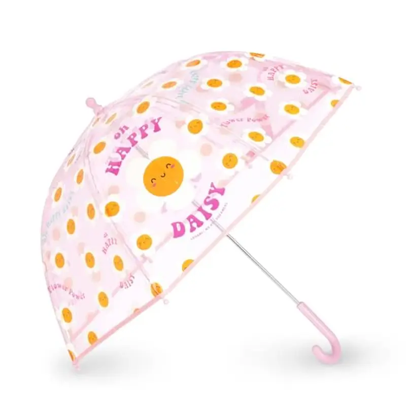 Legami - Ombrello per Bambini Dancin' In The Rain, Tema Daisy, Struttura Antivento, Apertura manuale, Chiusura in Tessuto con Spazio per Nome, Impugnatura a Gancio, 73x65 cm
