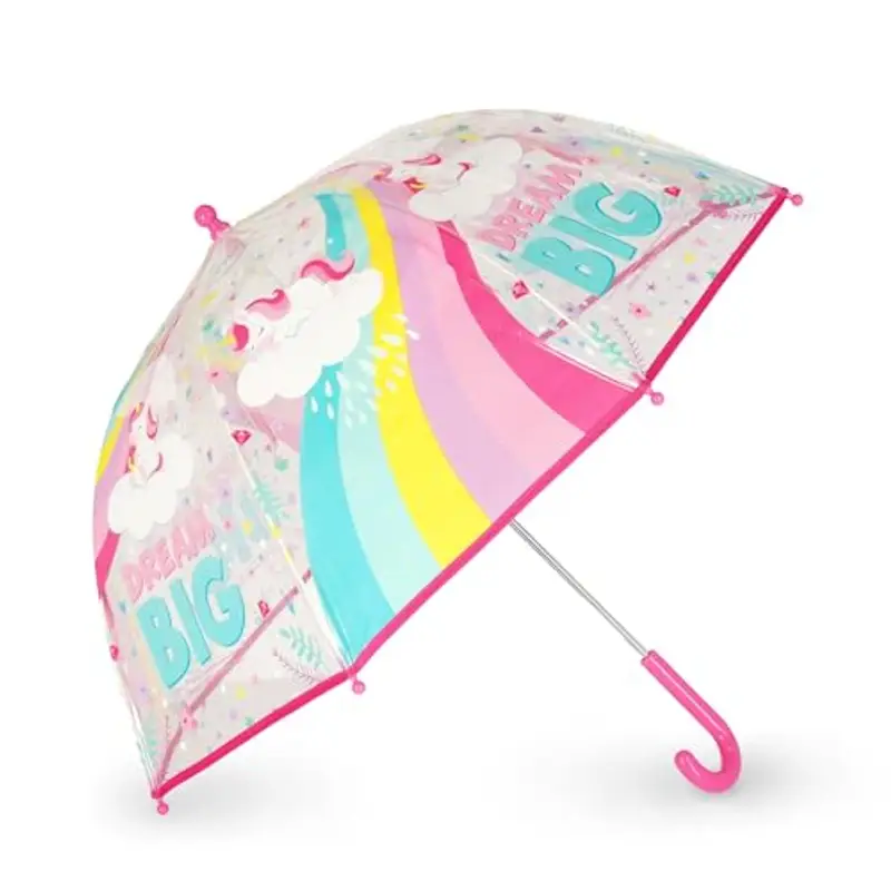 Legami - Ombrello per Bambini Dancin' In The Rain, Tema Unicorn, Struttura Antivento, Apertura manuale, Chiusura in Tessuto con Spazio per Nome, Impugnatura a Gancio, 73x65 cm