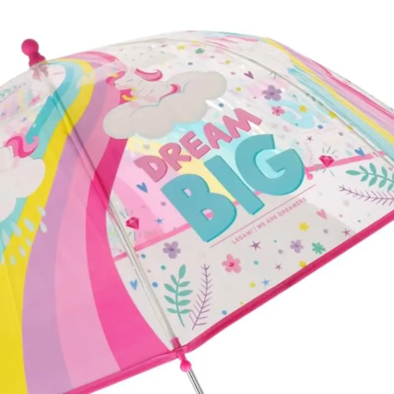 Legami - Ombrello per Bambini Dancin' In The Rain, Tema Unicorn, Struttura Antivento, Apertura manuale, Chiusura in Tessuto con Spazio per Nome, Impugnatura a Gancio, 73x65 cm miniatura 2