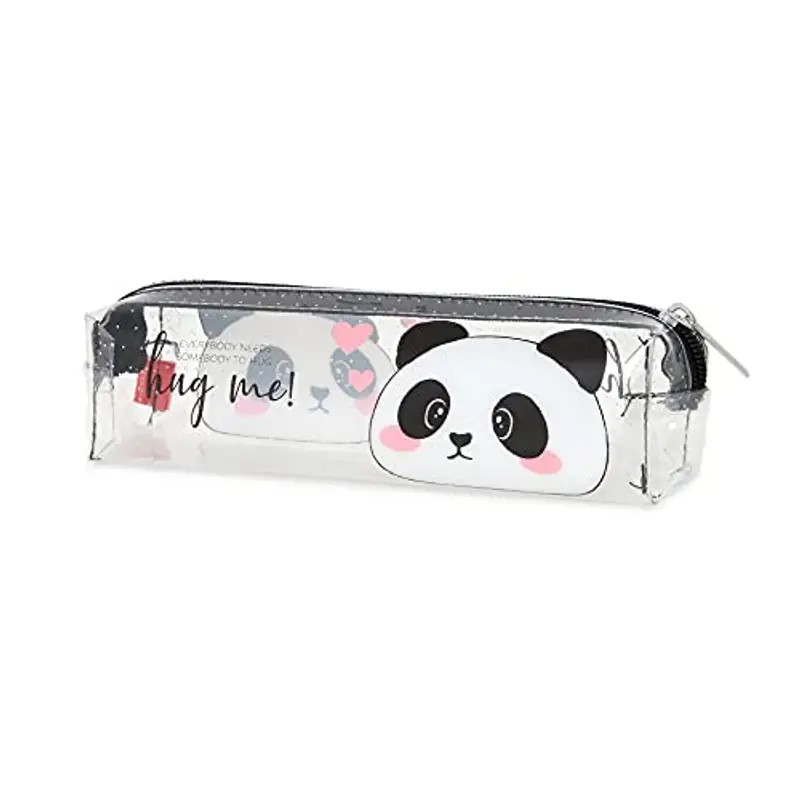 Legami - Pencil Case, Astuccio Trasparente, 19,5x5,5 cm, Panda, Hug Me, Mostra Esattamente Ciò che Contiene, in TCU Trasparente, Chiusura Zipper, Capiente