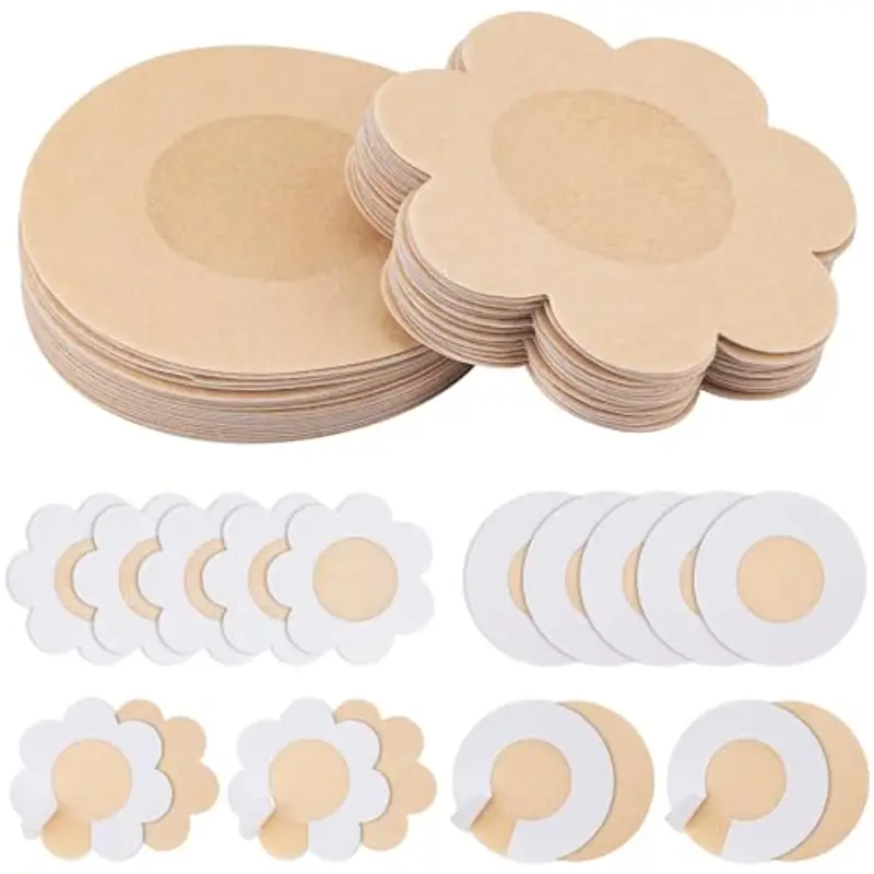 Leikedun 100 Pezzi Copricapezzoli Invisibili Adesivi Monouso per Capezzoli da Donna, Seno Capezzolo Copre Petalo Capezzolo Petalo USA e Getta per Donne Ragazze Festa - Fiore, Rotondo (100PCS)