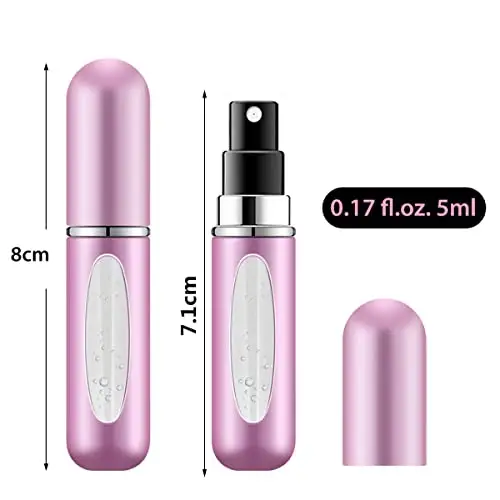 Leikedun Atomizzatore Mini Porta Profumo da Viaggio, 5 Pezzi, Portatile Ricaricabile, Colore Opaco, Bottiglia Dispenser miniatura 2
