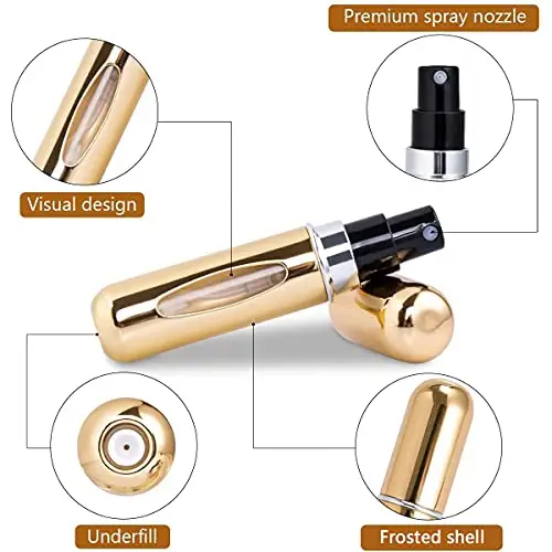 Leikedun Atomizzatore Mini Porta Profumo da Viaggio, 5 Pezzi, Portatile Ricaricabile, Colore Opaco, Bottiglia Dispenser miniatura 3