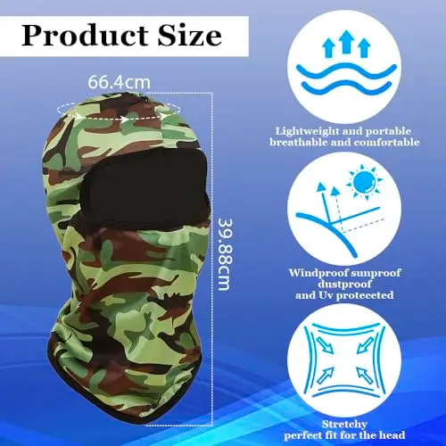 Leislam Passamontagna Sottocasco Moto Estivo, Balaclava, Ski Mask, Accessori Moto, Mascherina, Protettore UV, Termico miniatura 3