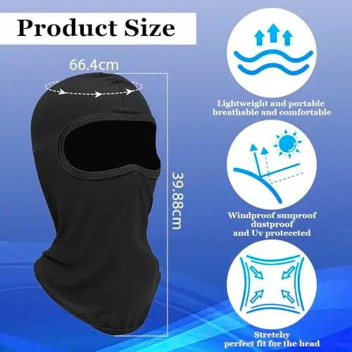 Leislam Passamontagna Sottocasco Moto Estivo, Balaclava, Ski Mask, Accessori Moto, Protettore UV, Militare, Termico miniatura 3