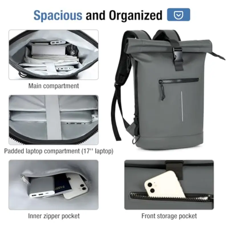 Lekeinchi Zaino da viaggio Uomo Grigio 1598919 miniatura 3