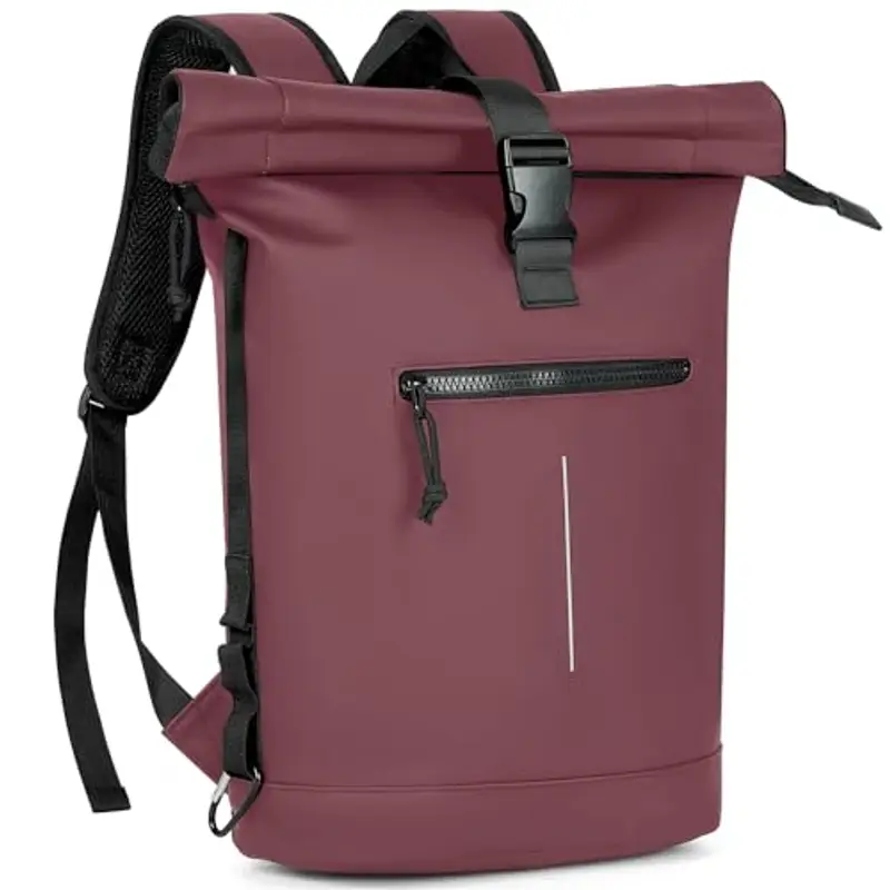 Lekeinchi Zaino Rolltop Uomo Donna Porta PC 17 Pollici | Zaino Impermeabile Uomo Donna - Rains Zaino Espandibile - Viaggio Casual Lavoro Università - Bordeaux