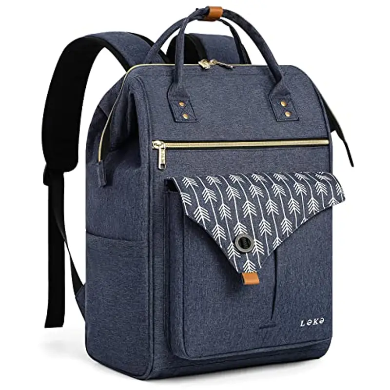 Lekesky Zaino Donna, Multiuso Backpack Porta PC 15.6 Pollici con Borsa Antifurto, Impermeabile Zaino Lavoro Laptop Elegante per Viaggio, Ufficio, Università, Blu