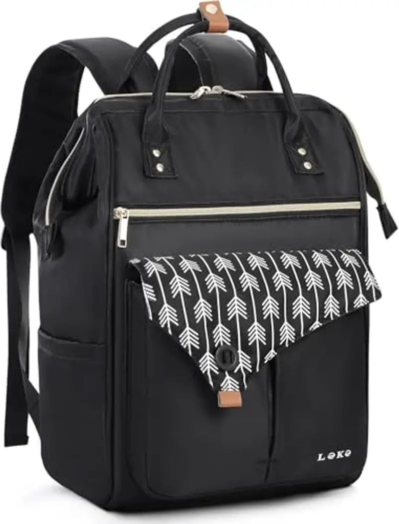 Lekesky Zaino Donna, Multiuso Backpack Porta PC 15.6 Pollici con Borsa Antifurto, Impermeabile Zaino Lavoro Laptop Elegante per Viaggio, Ufficio, Università, Nero