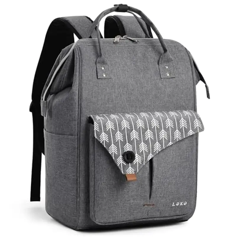 Lekesky Zaino Donna, Multiuso Zaino Porta PC Donna 15.6 Pollici con Borsa Antifurto, Impermeabile Backpack Lavoro Laptop Elegante per Viaggio, Ufficio, Università, Grigio
