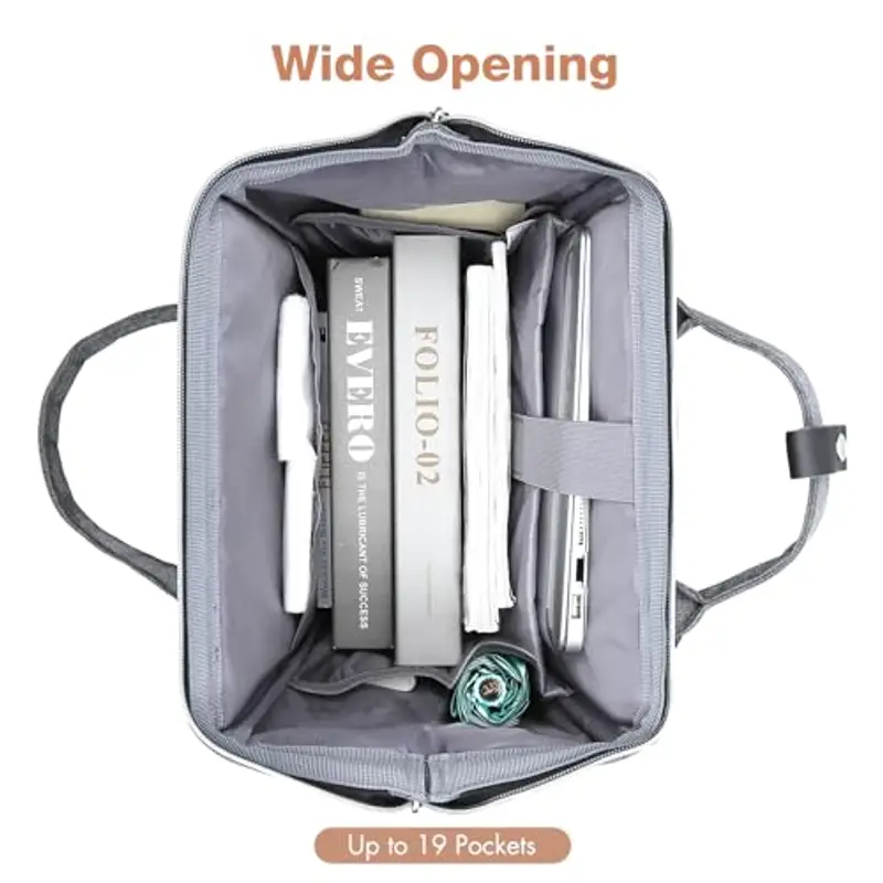 Lekesky Zaino Donna, Multiuso Zaino Porta PC Donna 15.6 Pollici con Borsa Antifurto, Impermeabile Backpack Lavoro Laptop Elegante per Viaggio, Ufficio, Università, Grigio miniatura 2