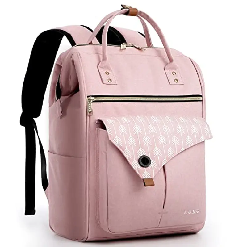 Lekesky Zaino Donna, Multiuso Zaino Porta PC Donna 15.6 Pollici con Borsa Antifurto, Impermeabile Zaino Lavoro Laptop Donna Elegante per Viaggio, Ufficio, Università, Catione Rosa