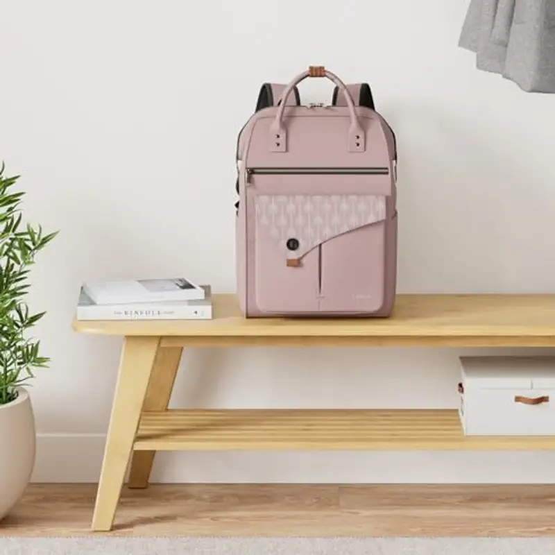 Lekesky Zaino Donna, Multiuso Zaino Porta PC Donna 15.6 Pollici con Borsa Antifurto, Impermeabile Zaino Lavoro Laptop Donna Elegante per Viaggio, Ufficio, Università, Catione Rosa miniatura 2