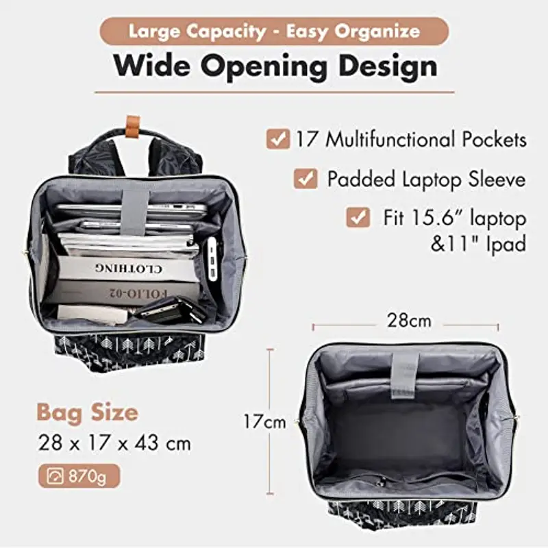 Lekesky Zaino Donna, Multiuso Zaino Porta PC Donna 15.6 Pollici con Borsa Antifurto, Impermeabile Zaino Lavoro Laptop Donna Elegante per Viaggio, Ufficio, Università, Stampa Rosa miniatura 2