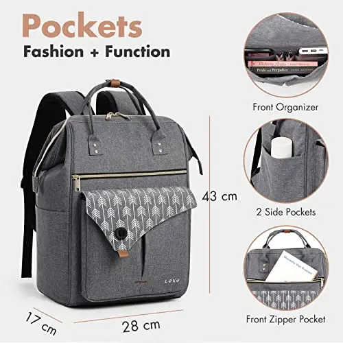 Lekesky Zaino Donna, Multiuso Zaino Porta PC Donna 17.3 Pollici con Borsa Antifurto, Impermeabile Zaino Lavoro Laptop miniatura 3
