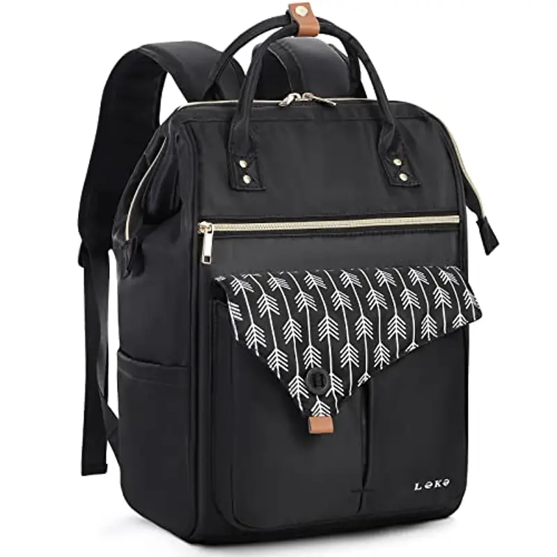 Lekesky Zaino Donna, Multiuso Zaino Porta PC Donna 17 Pollici con Borsa Antifurto, Impermeabile Zaino Lavoro Laptop Donna Elegante per Viaggio, Ufficio, Università, Nero