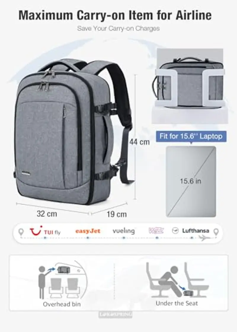 Lekespring Zaino da viaggio Grigio 1918741 miniatura 3