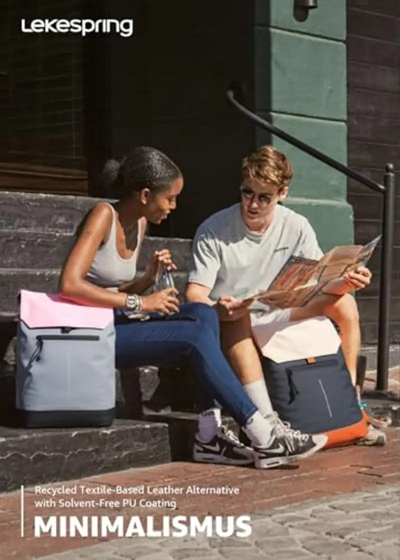 Lekespring Zaino Porta PC Donna 15.6 Pollici – Elegante Zaino Università e Lavoro Donna, Impermeabile per Laptop con Design Moderno, Ideale per Viaggi, Ufficio e Scuola, Rosa Grigio miniatura 2