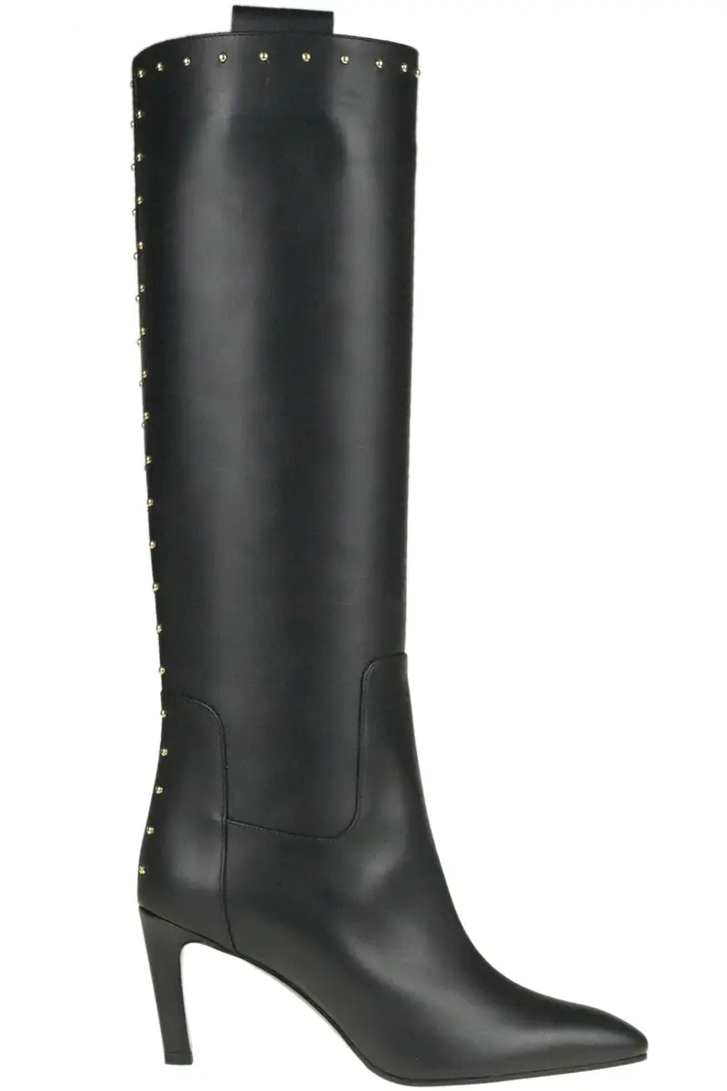 Stivali in pelle con borchiette Nero