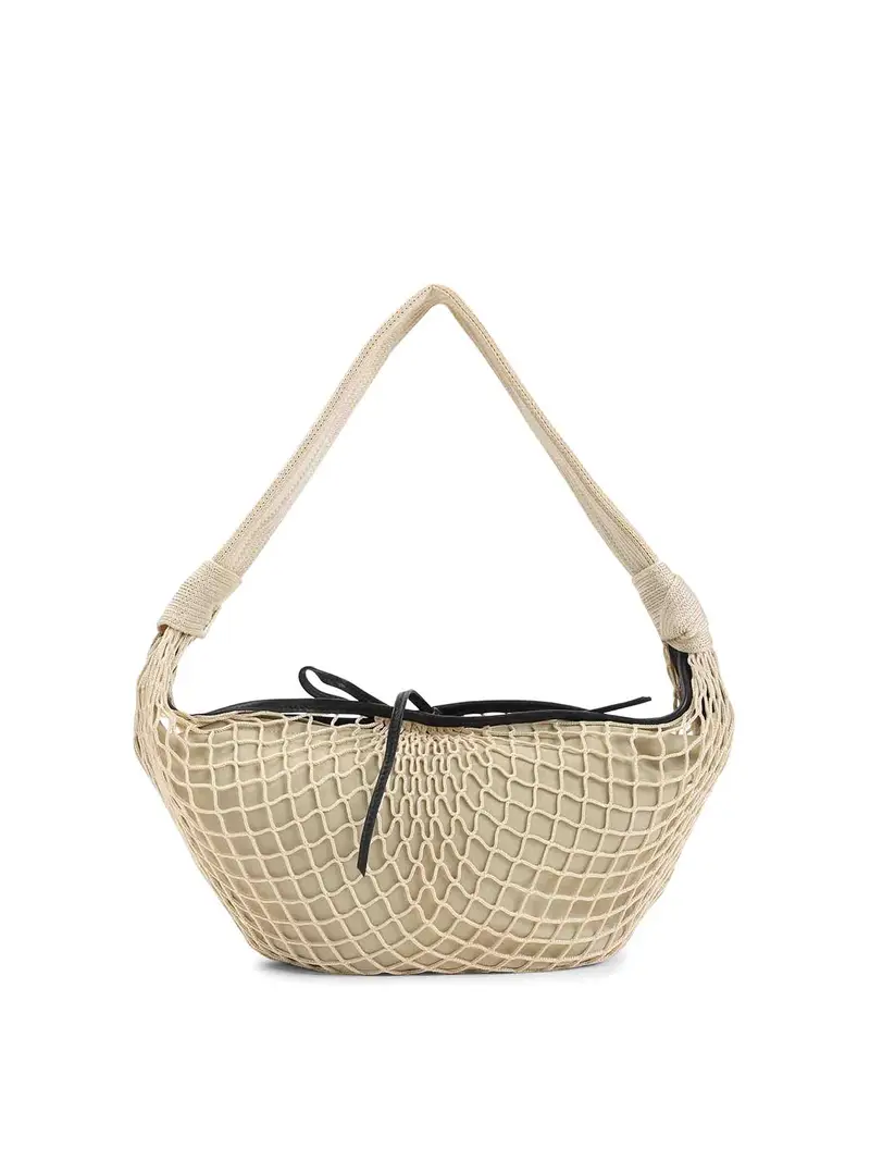 Borsa a tracolla con croissant della fortuna Beige Chiaro