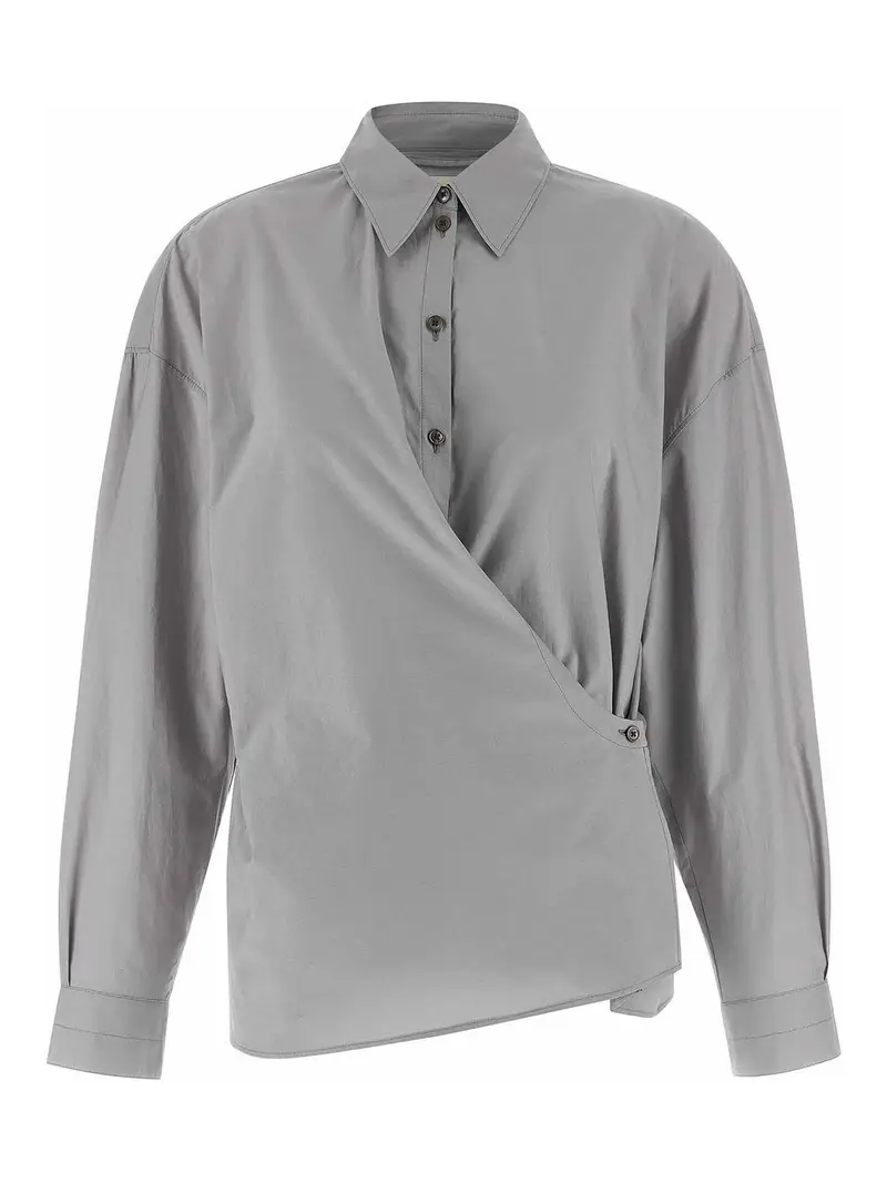 Camicia attorcigliata con colletto dritto Grigio