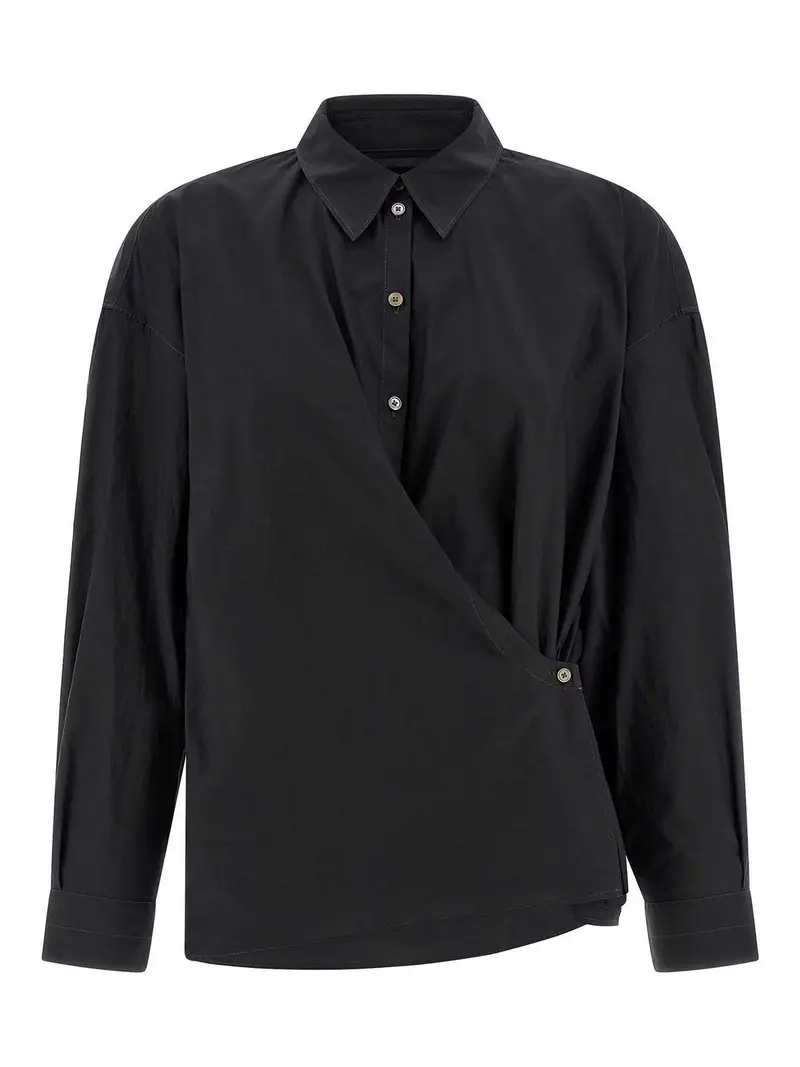 Camicia attorcigliata con colletto dritto Nero