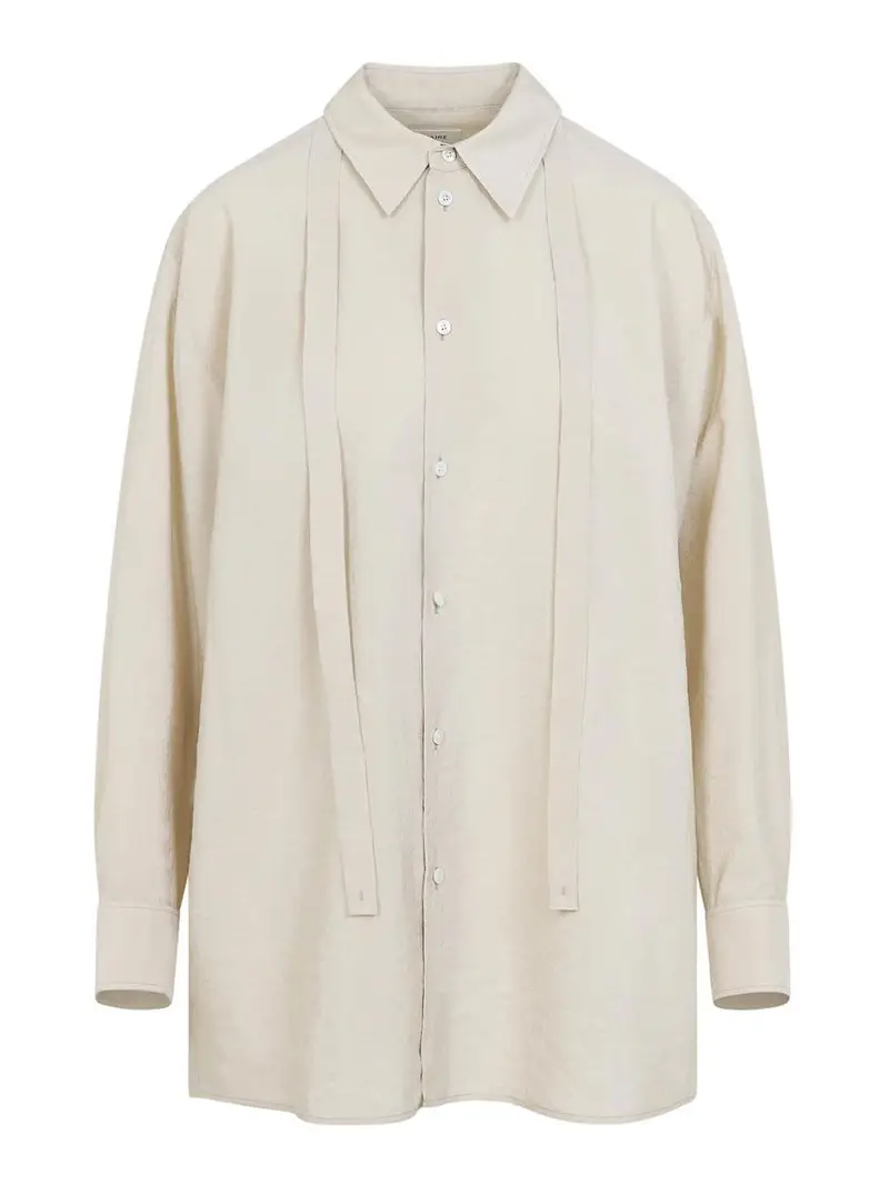 Camicia Lunga Con Cravatta Bianco