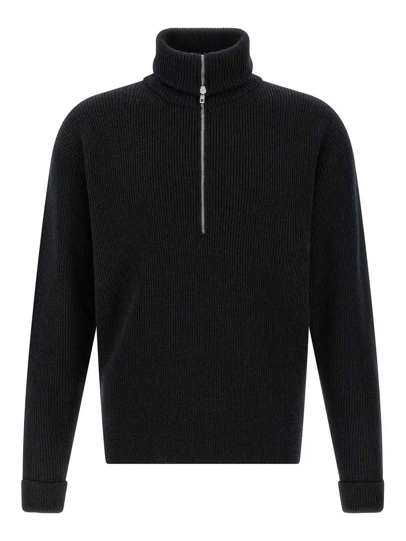 Maglione con mezza zip Nero