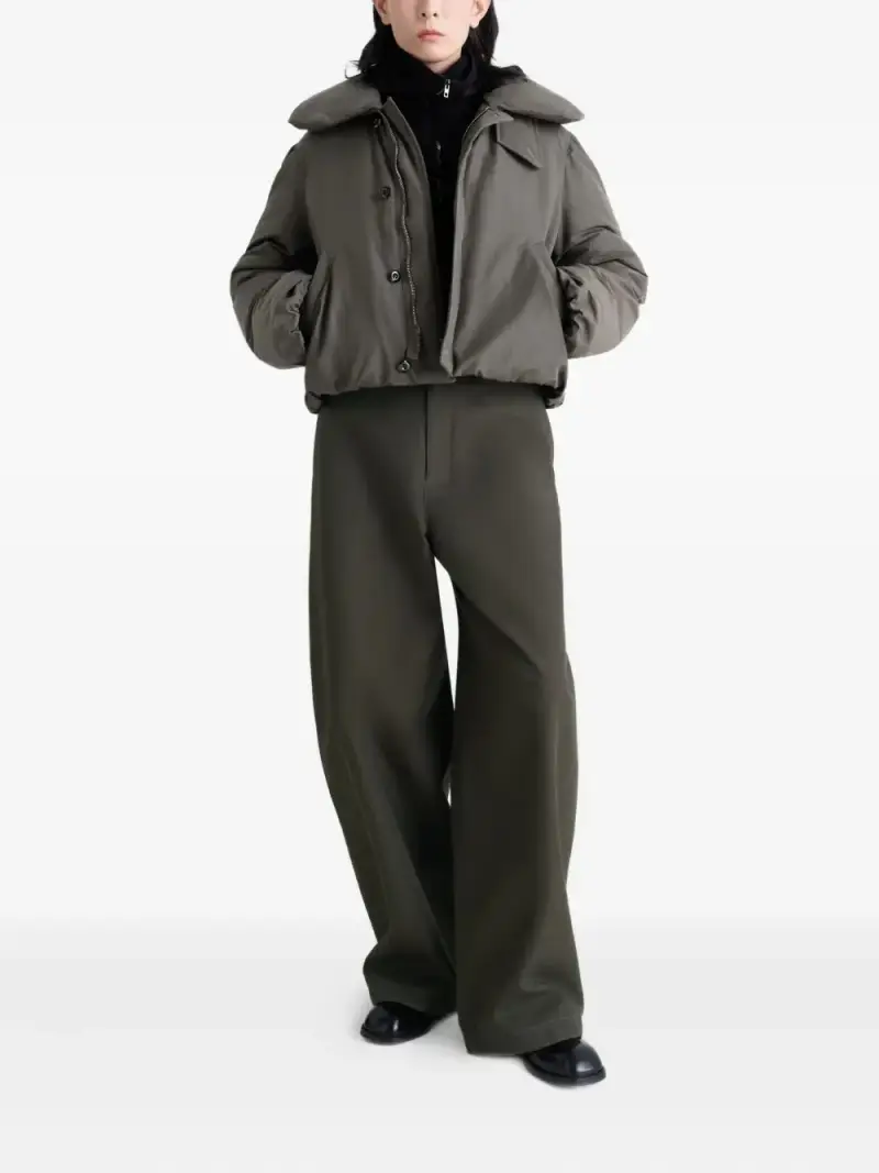 Lemaire Piumino corto marrone in misto lino e cotone miniatura 2