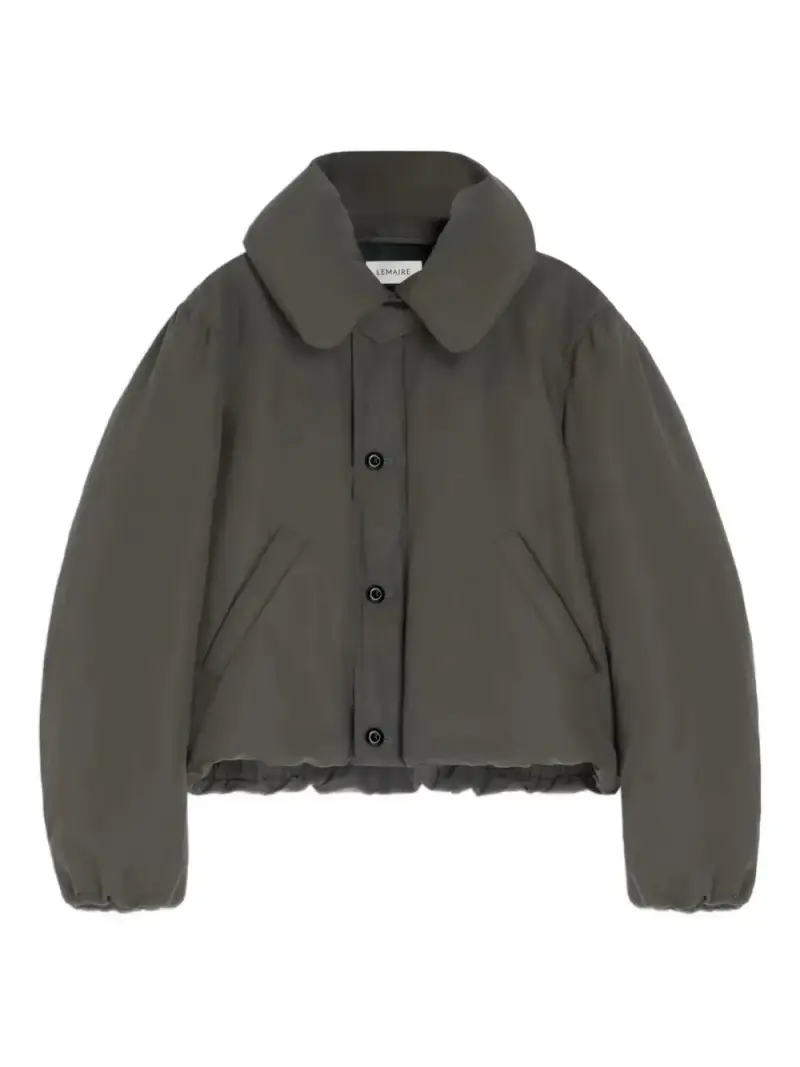 Lemaire Piumino corto marrone in misto lino e cotone