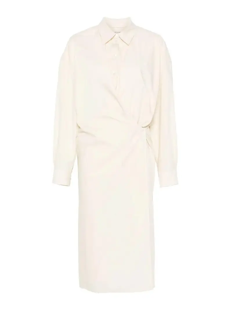 Vestito contorto con colletto dritto Crema