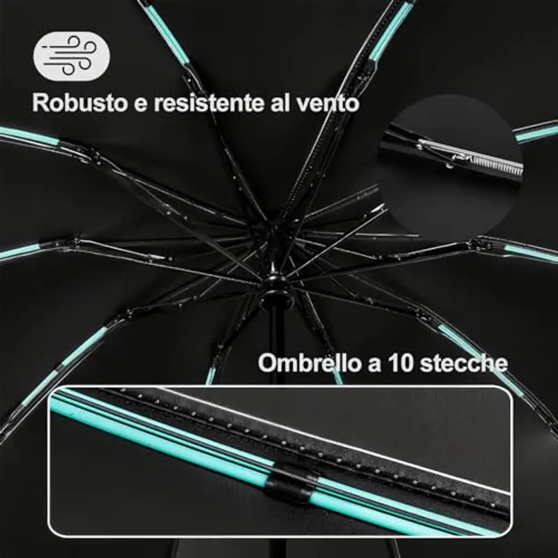 LENDOO Ombrello Antivento, Ombrello Inverso Automatico Resistente al Vento 10 Stecche Rinforzate per Uomo Donna miniatura 3