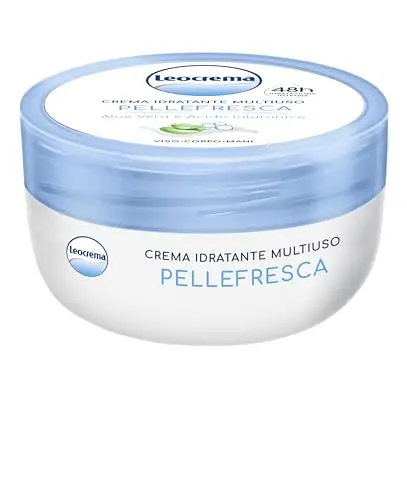 Leocrema - Crema Multiuso Pellefresca, con Aloe e Acido Ialuronico, Ideale per Tutta la Famiglia, 48 ore di Idratazione
