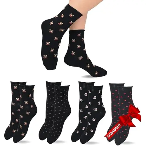 LEON D'ORO Calzini Donna Cotone 3/4 paia, Calzino Donna Corto, Calzini Donna senza elastico Moda Made in Italy