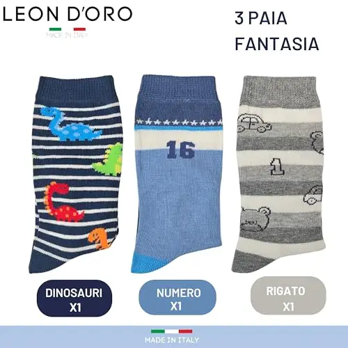 LEON D'ORO Calzini Neonato Caldo Cotone 6 Paia Gambeletti Neonato 0/6 mesi 6/12 mesi 12/18 mesi Made in Italy miniatura 3