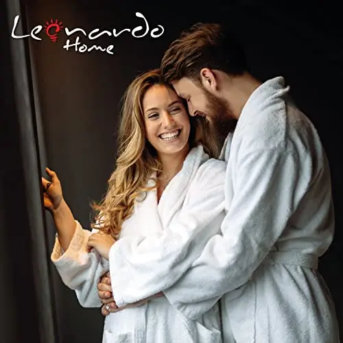 Leonardo Home - accappatoio uomo/donna 100% cotone - accappatoio con Cappuccio in morbida spugna 100% cotone miniatura 2