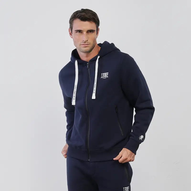 Felpa sportiva blu da uomo con zip