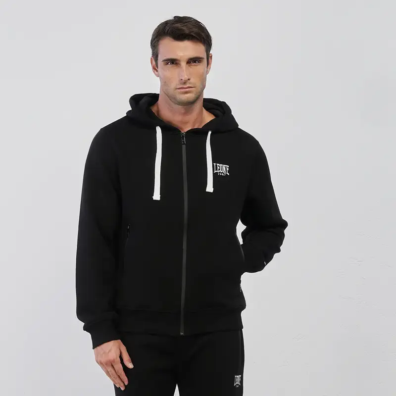 Felpa sportiva nera da uomo con zip