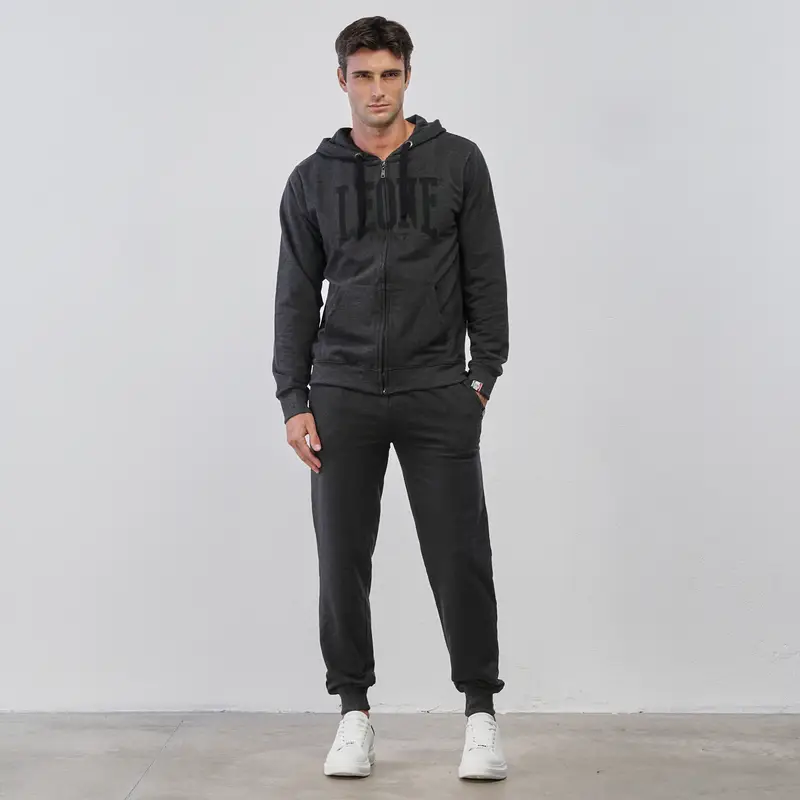 Pantaloni lunghi grigi sportivi da uomo con polsini